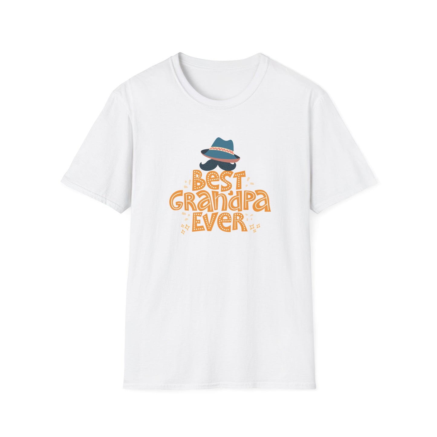 Best Grandpa Ever T-Shirt - Retro Fedora and Mustache Design - Perfect Father's Day Gift for Grandfathers