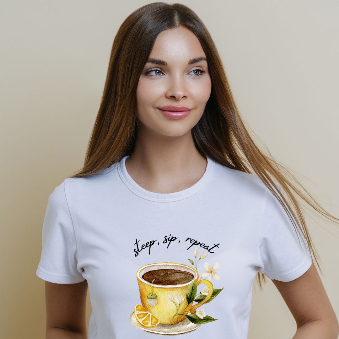 Steep, Sip, Repeat - Tea Lover's T-Shirt V-Neck Tee